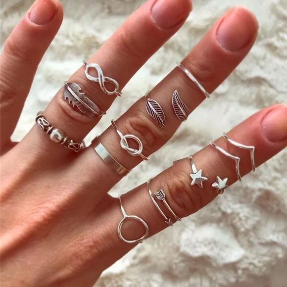2/$28 BOHO 12 Piece Knuckle Midi Fingertip Rings - Picture 1 of 2